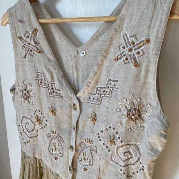 Beaded Beige Dress - Picture 4 of 6